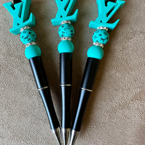 Beaded Blue Pen LV DESIGNER
